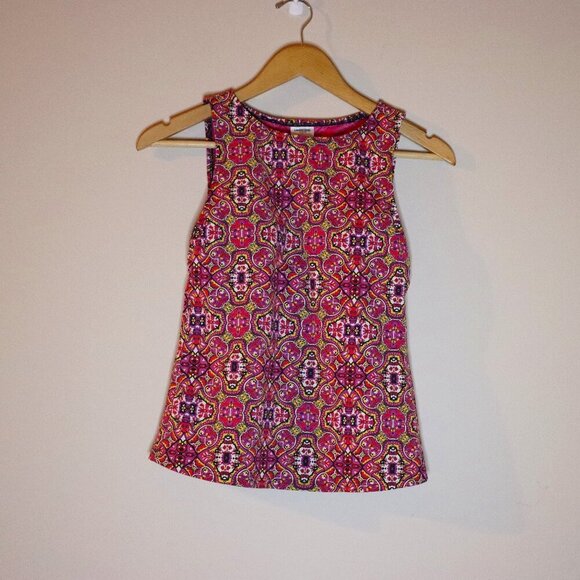 Lands' End Swim tankini top purple, yellow and pink wide shoulder, size 2 - Picture 1 of 6